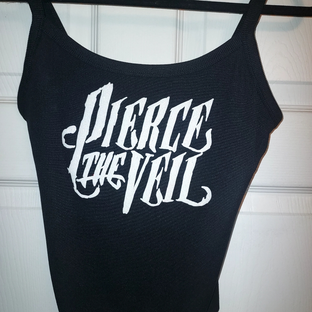 Pierce the Veil Crop Top Pierce The tank Top White Glitter pierce the veil Shirt